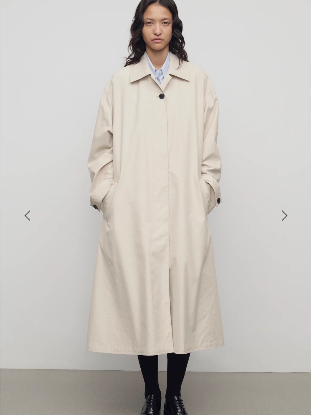 The Wave, Long Light Mint Green Trench Coat Minimal Single-Breasted Design.